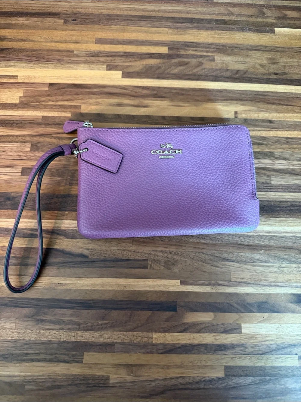 Coach Lavender Pink Pebbled Leather Wristlet